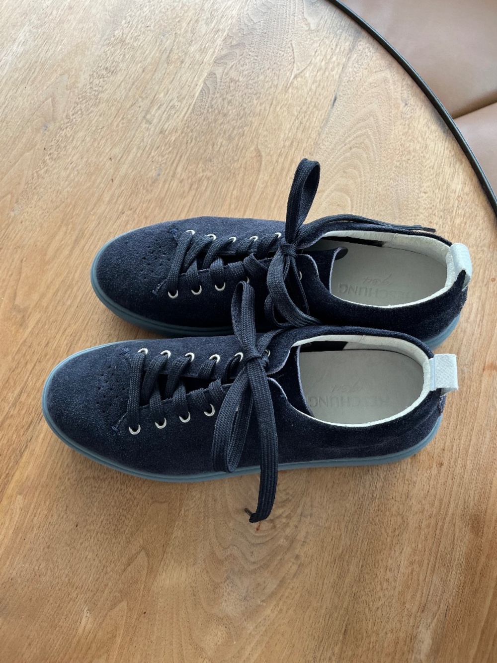 French Sole Mate:  Heschung Navy Suede Court Sneakers Sz 10 NWOT